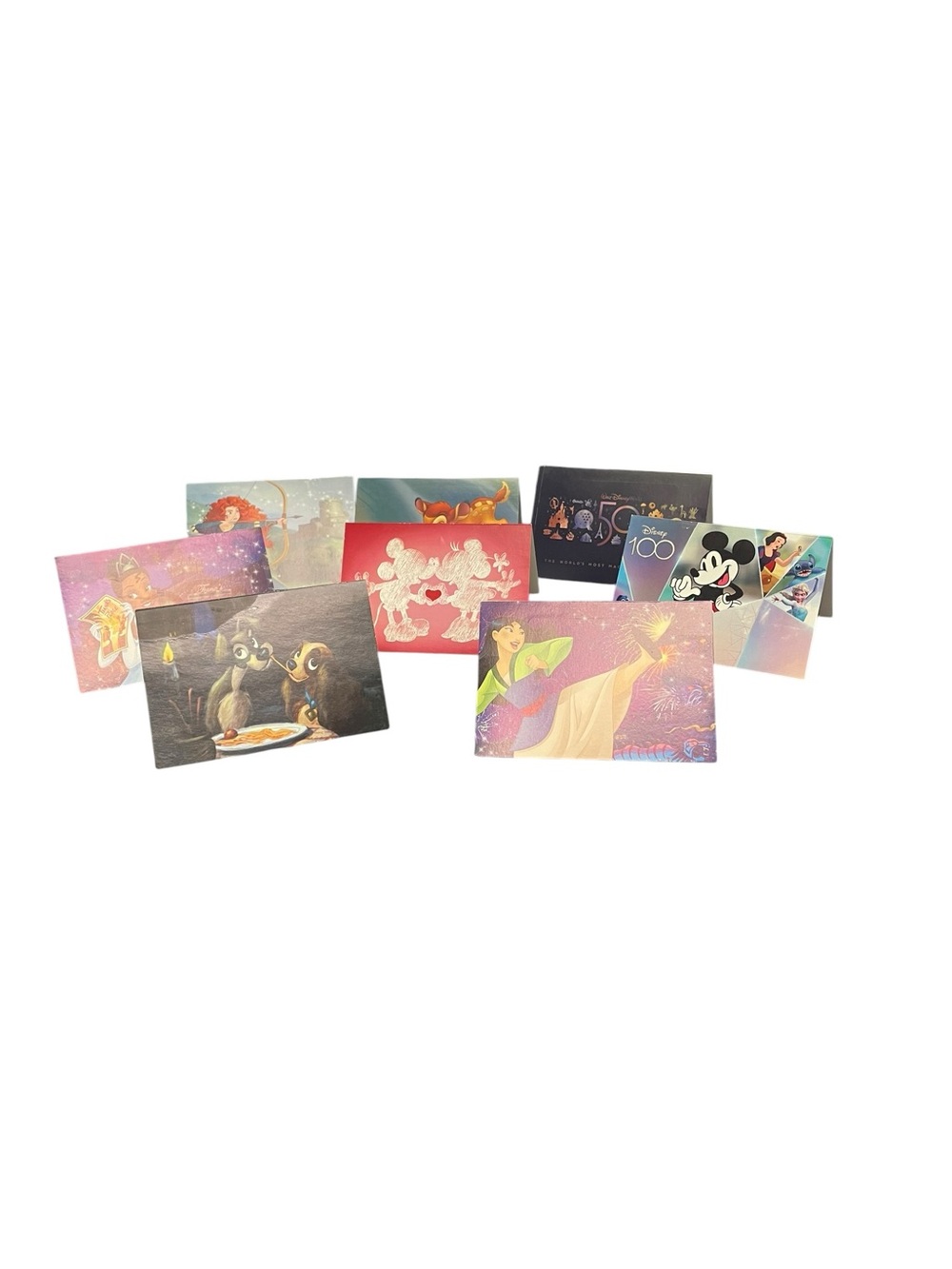 Disney Colorful Character Postcards - Red, Pink, Blue, Green, Black